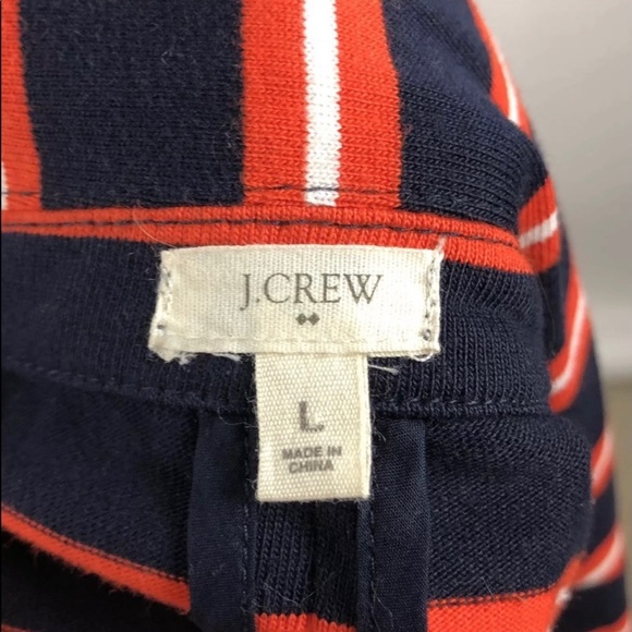 J Crew Blazer L Red White Navy Stripe Knit Cotton - Picture 2 of 9